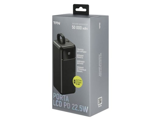 Внешний аккумулятор TFN 50000mAh Porta LCD PD 22.5W bk TFN-PB-315-BK